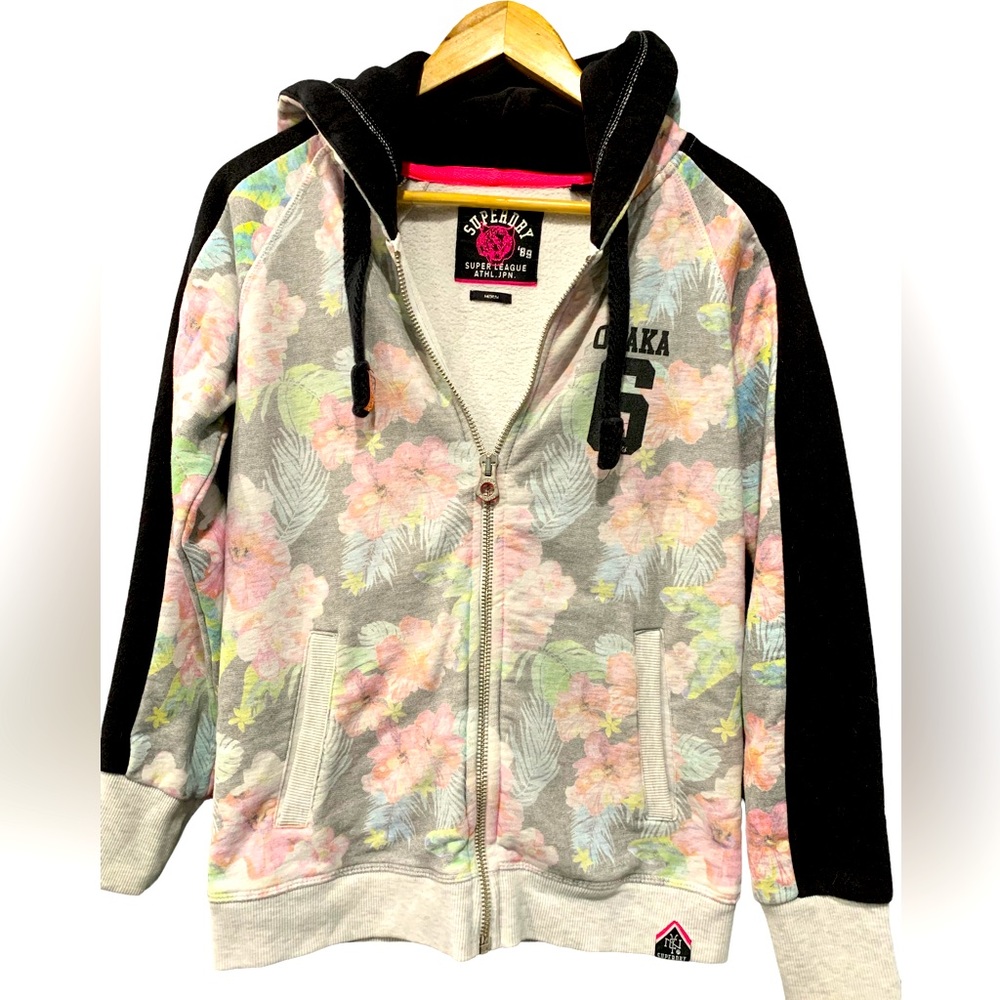 SUPERDRY Small Women’s zip up floral hoodie